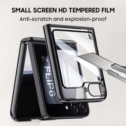 Shockproof Transparent Electroplating  Case with Hinge Protection For Galaxy Z Flip