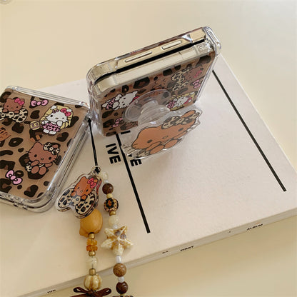 Leopard Kitty Design Case with Hinge Protection for Samsung Galaxy Z Flip Series