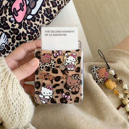 Leopard Kitty Design Case with Hinge Protection for Samsung Galaxy Z Flip Series