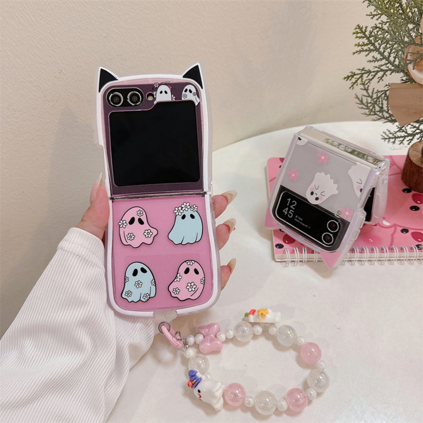 Cute Ghost & Flower Case for Samsung Z Flip Series