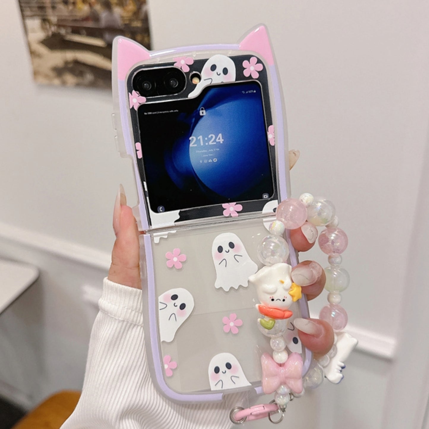 Cute Ghost & Flower Case for Samsung Z Flip Series