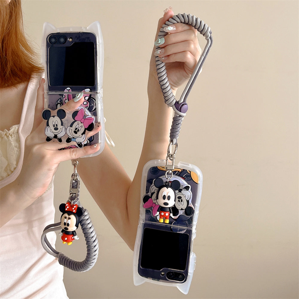 Cute Cartoon Case with Strap and Stand for Samsung Galaxy Z Flip Series