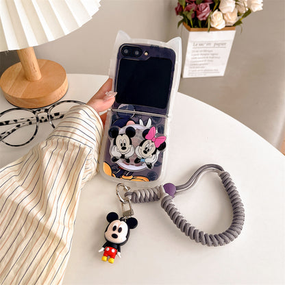 Cute Cartoon Case with Strap and Stand for Samsung Galaxy Z Flip Series