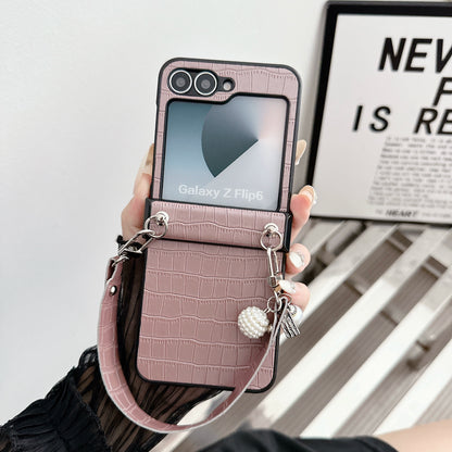 Luxury Leather Case with Bracelet for Samsung Galaxy Z Flip Series