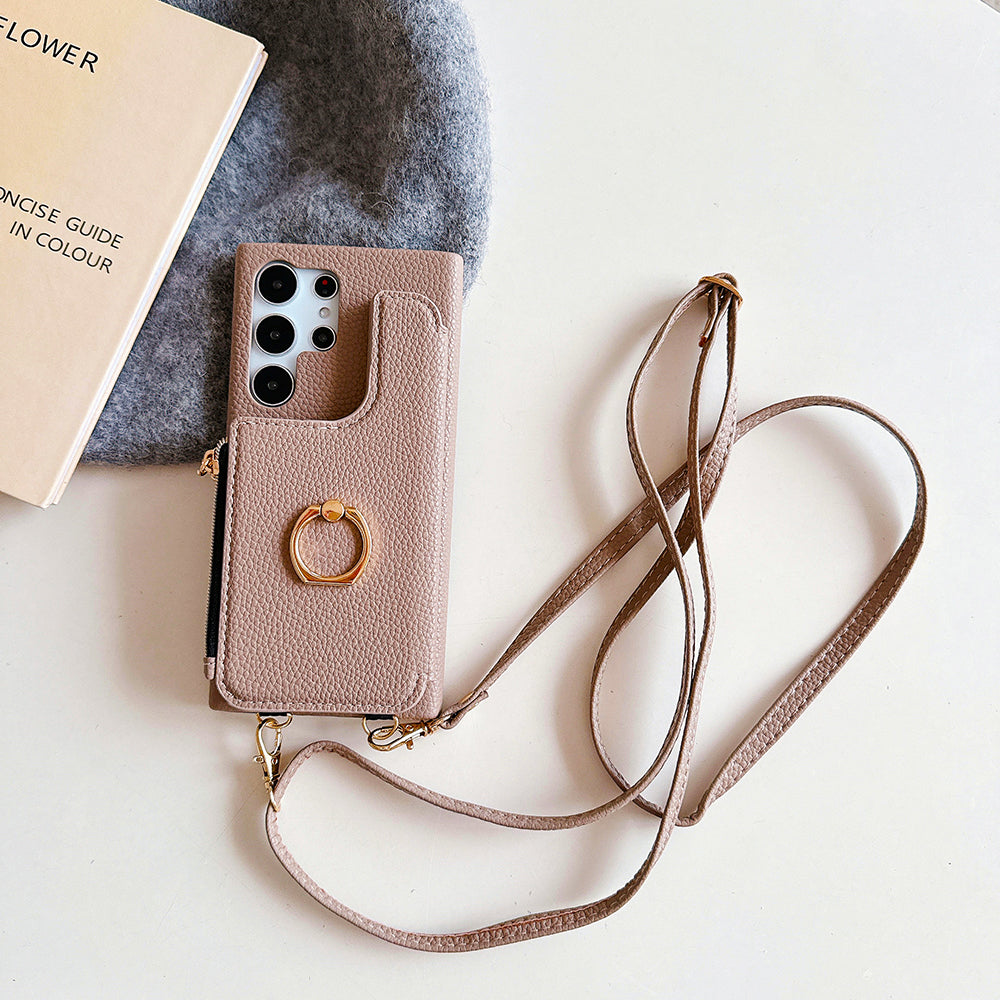 Leather Case with Mirror, Card Holder, and Kickstand for Samsung Galaxy S Series