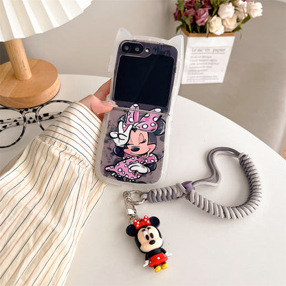 Cute Cartoon Case with Strap and Stand for Samsung Galaxy Z Flip Series