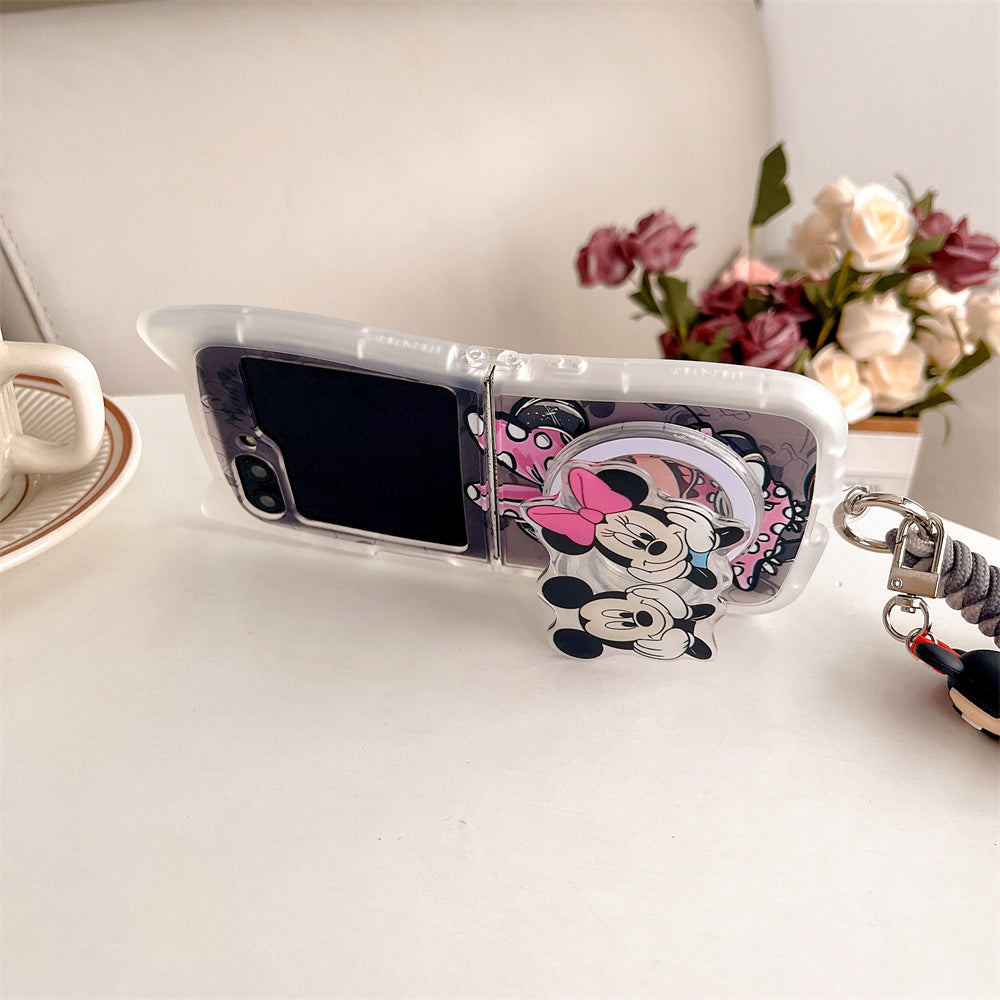 Cute Cartoon Case with Strap and Stand for Samsung Galaxy Z Flip Series