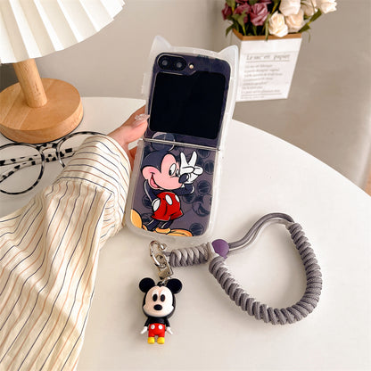 Cute Cartoon Case with Strap and Stand for Samsung Galaxy Z Flip Series