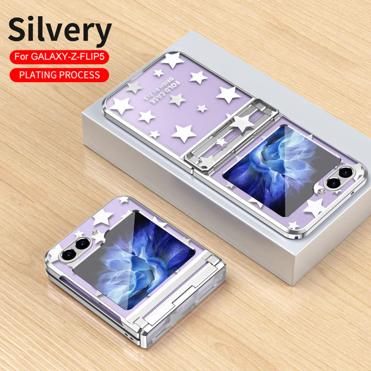 Electroplating Star Phone Case For Samsung Galaxy Z Flip5 Flip4 Flip3 5G