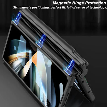 MAGNETIC CASE WITH WRIST BAND & HINGE PEN HOLDER FOR SAMSUNG GALAXY Z FOLD 4